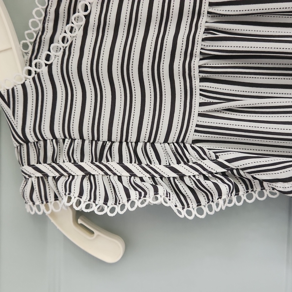 Loft, Woman's, Sz XXSP, 2 BL Stripes & Dashes; Short Sleeve w wh Circles - Picture 3 of 9